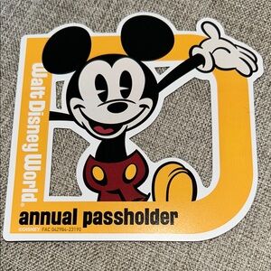 Disney Mickey Mouse Passholder Magnet - Yellow and Black